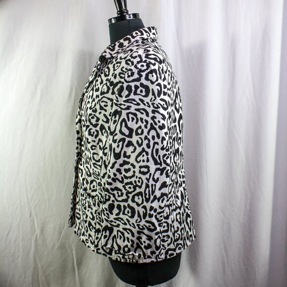Linea By Louis Dell'Olio Blazer Jacket Leopard Print Black White Size L - Picture 2 of 5